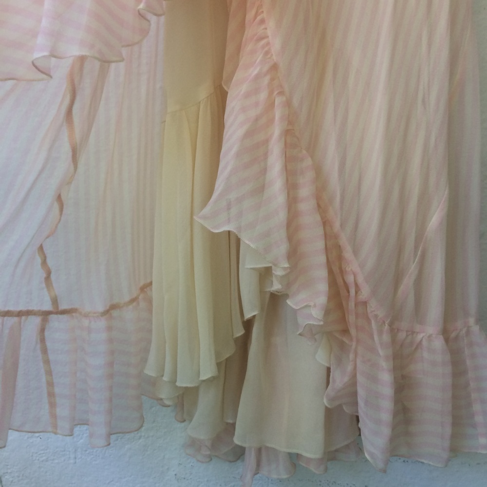 MaxAzria Collection Silk Pink Striped Wrap Dress - Picture 4 of 6
